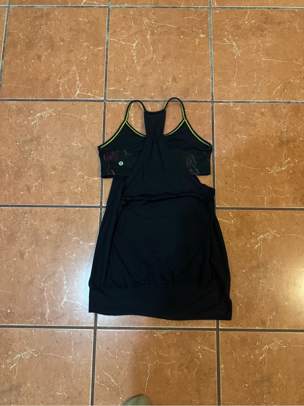 lululemon athletica Black Tank Top with Neon Green Trim